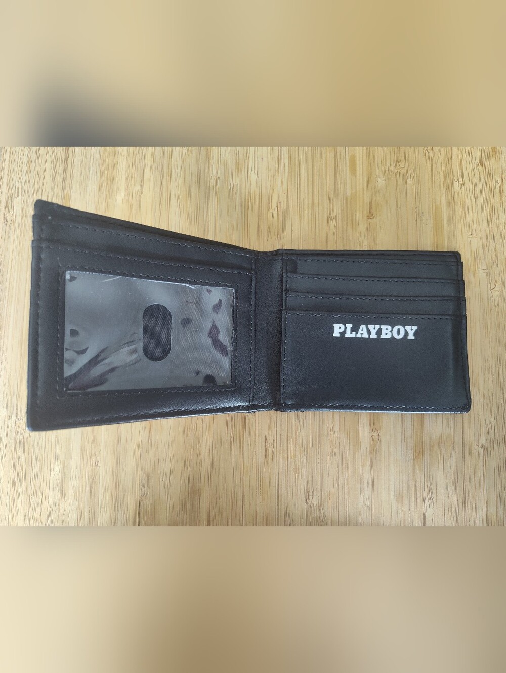 Playboy Black Bi-Fold Wallet with Logo - Picture 3 of 3